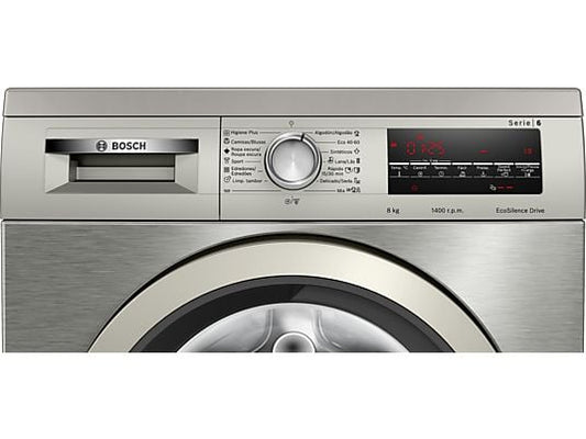 Lavadora carga frontal – Bosch WUU28T8XES, 8 kg, 1.400 rpm, 15 programas, Inox