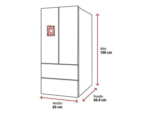 Frigorífico americano – Haier FD 83 Series 7 HB18FGSAAA, No frost, 190 cm, 539 l, Motor Inverter, Antibacterias, Inox