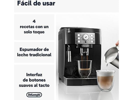 Cafetera superautomática – De’Longhi Magnifica S ECAM22.113.B, 1450 W, 15 bar, Molinillo integrado, Sistema Thermoblock, Vaporizador, Negro