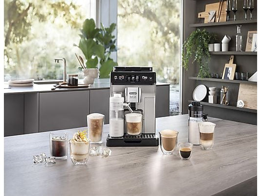 Cafetera superautomática – De’Longhi Eletta Explore Cold Brew ECAM450.65.S, 1450W, 19 bar, Molinillo integrado, Táctil, Bebidas frías calientes, Plata