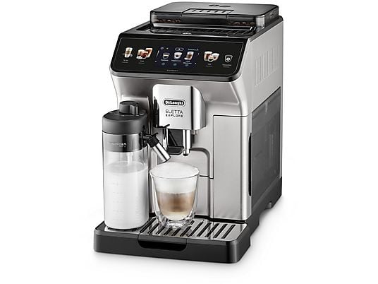 Cafetera superautomática – De’Longhi Eletta Explore Cold Brew ECAM450.65.S, 1450W, 19 bar, Molinillo integrado, Táctil, Bebidas frías calientes, Plata