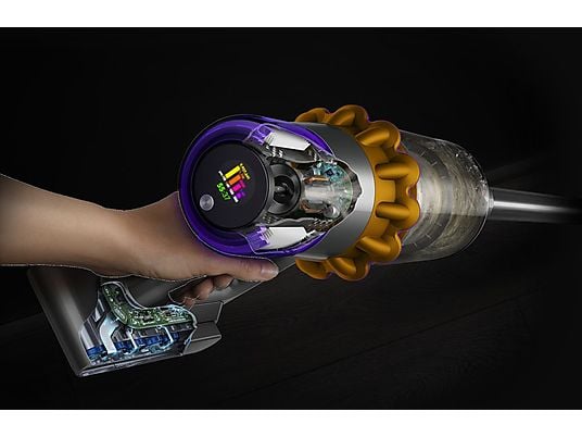 Aspirador escoba – Dyson V15 Detect™ Absolute, Potencia succión 240 AW, 60 min, Inteligente y Potente, 3 Modos, Tecnología Láser, Sensor Suciedad