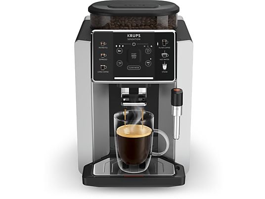 Cafetera superautomática – Krups Sensation C90 EA910E10, 1450 W, 15 bar, 1.7 L, 6 programas, 2 tazas, Barista Inside Technology, Autolimpieza, Plata