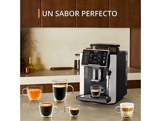 Cafetera superautomática – Krups Sensation C90 EA910E10, 1450 W, 15 bar, 1.7 L, 6 programas, 2 tazas, Barista Inside Technology, Autolimpieza, Plata
