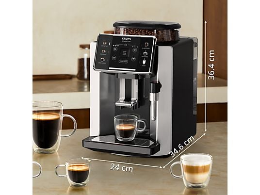Cafetera superautomática – Krups Sensation C90 EA910E10, 1450 W, 15 bar, 1.7 L, 6 programas, 2 tazas, Barista Inside Technology, Autolimpieza, Plata