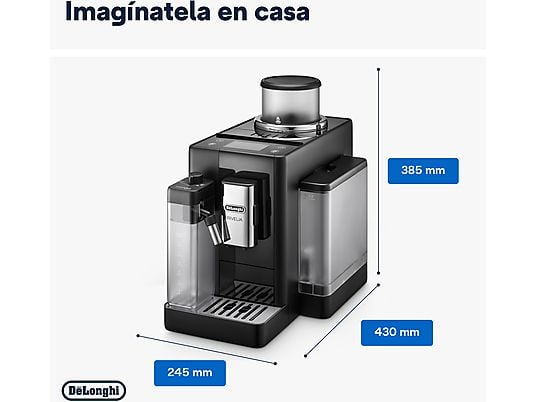 Cafetera superautomática – De’Longhi Rivelia EXAM440.55.B, 1450W, 19bar, Molinillo integrado, LatteCremaHot, Depósito leche, Táctil, 16 recetas, Negro