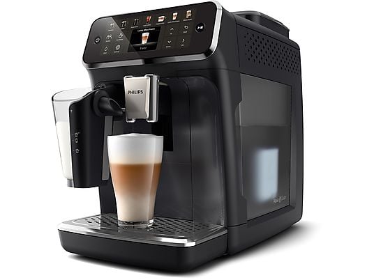 Cafetera superautomática – Philips EP4441/50, LatteGo, Pantalla táctil, 12 ajustes, Función QuickStart, 15 bar, 1500 W, Filtro AquaClean, 1.8 l, Negro