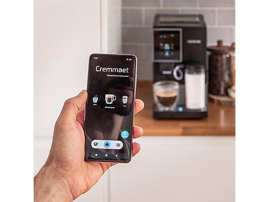 Cafetera superautomática - Cecotec Cremmaet Compactccino Connected Black Silver, 19 bares, Sistema Thermoblock, Black Silver