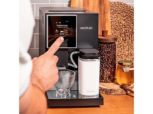 Cafetera superautomática - Cecotec Cremmaet Compactccino Connected Black Silver, 19 bares, Sistema Thermoblock, Black Silver
