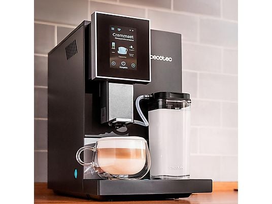 Cafetera superautomática - Cecotec Cremmaet Compactccino Connected Black Silver, 19 bares, Sistema Thermoblock, Black Silver