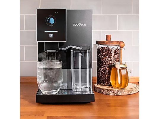 Cafetera superautomática - Cecotec Cremmaet Compactccino Connected Black Silver, 19 bares, Sistema Thermoblock, Black Silver