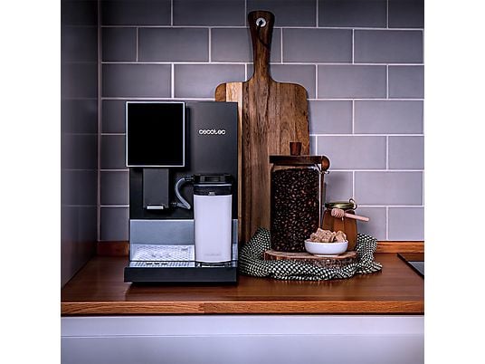 Cafetera superautomática - Cecotec Cremmaet Compactccino Connected Black Silver, 19 bares, Sistema Thermoblock, Black Silver