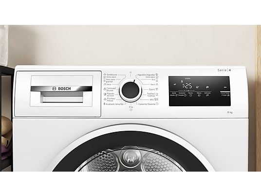 Secadora bomba de calor – Bosch WTR83200ES, Serie 4, 8 kg, 11 programas, AutoDry, Easy Clean, Blanco