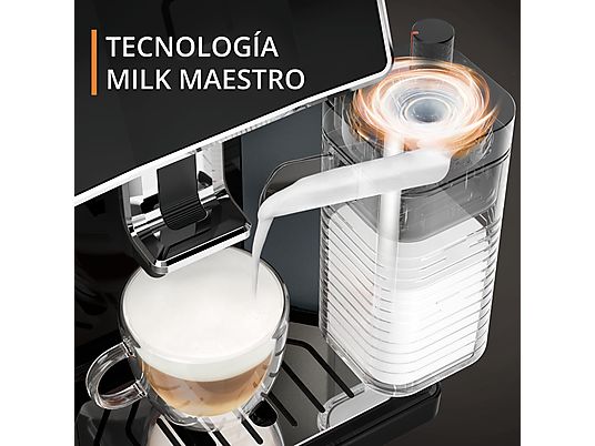 Cafetera superautomática – Krups Sensation Milk EA912B, 15 bar, 1450 W, 1.7 L, 6 modos, 2 tazas, Depósito de leche 0.3 L, Táctil, Gris