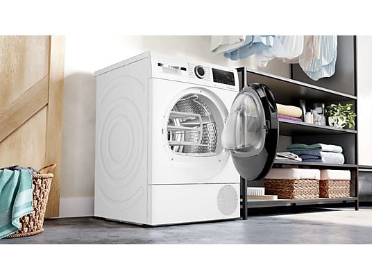 Secadora bomba de calor – Bosch WQG245D0ES, Serie 6, 9 kg, 15 programas, AutoDry, Condensador Autolimpiante, Blanco