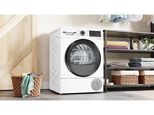 Secadora bomba de calor – Bosch WQG245D0ES, Serie 6, 9 kg, 15 programas, AutoDry, Condensador Autolimpiante, Blanco