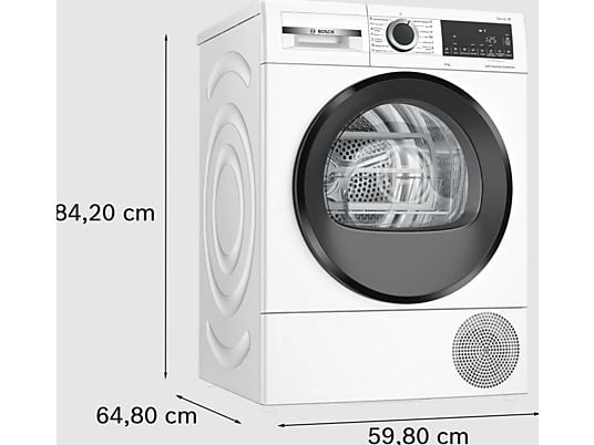 Secadora bomba de calor – Bosch WQG245D0ES, Serie 6, 9 kg, 15 programas, AutoDry, Condensador Autolimpiante, Blanco