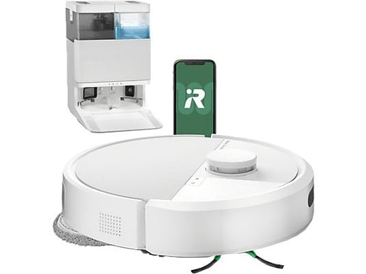 Robot friegasuelos – iRobot Roomba® Plus 405 Combo, 295 ml Depósito Polvo, 3l Depósito Agua Base, 3h Autonomía, Blanco