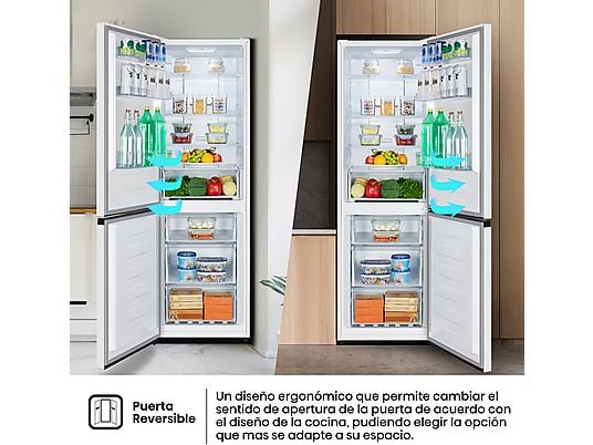 Frigorífico combi – Hisense RB390N4DWD, No Frost, 186 cm, 304 l, Multi Air Flow, Blanco