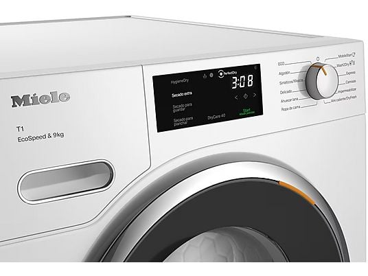 Secadora bomba de calor – Miele TWH780WP EcoSpeed & 9kg, 9 kg, 10 Programas, DirectSensor, SilenceDrum, DryCare 40, Blanco loto
