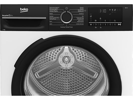 Secadora bomba de calor – Beko BM3T49240W, Motor ProSmart Inverter ,9 kg, 15 Programas, Display digital, Blanco