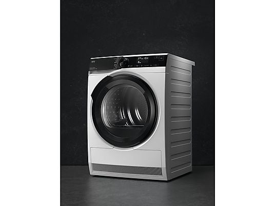 Secadora bomba de calor – AEG TR839T4PB, 9 Kg, 12 programas, Función Anti-arrugas, Motor inverter, Blanco