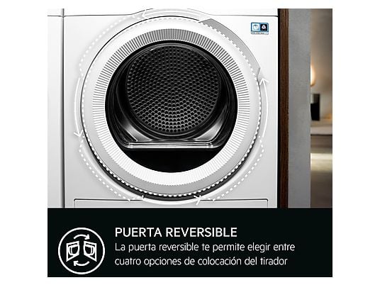 Secadora bomba de calor – AEG TR839T4PB, 9 Kg, 12 programas, Función Anti-arrugas, Motor inverter, Blanco
