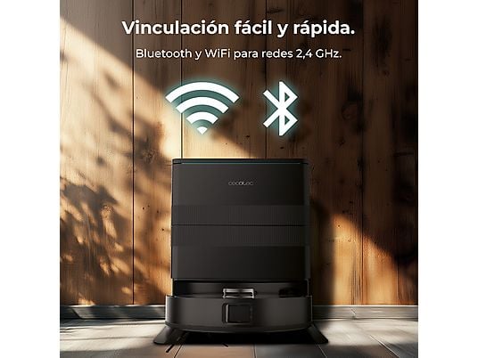 Robot friegasuelos – Cecotec Conga X50, 50 W, 240 min autonomía, Navegación láser, Fregado spin, 15000 Pa, Negro