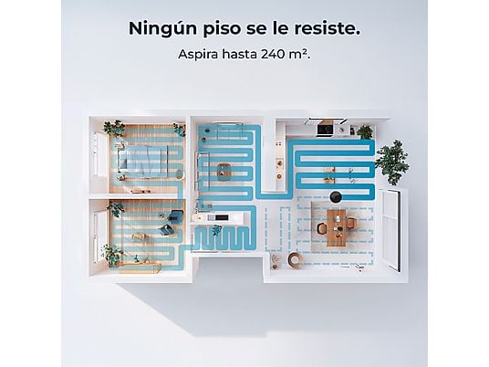 Robot friegasuelos – Cecotec Conga X50, 50 W, 240 min autonomía, Navegación láser, Fregado spin, 15000 Pa, Negro