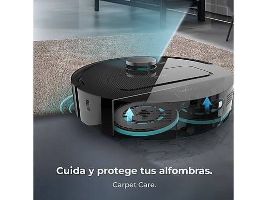 Robot friegasuelos – Cecotec Conga X50, 50 W, 240 min autonomía, Navegación láser, Fregado spin, 15000 Pa, Negro