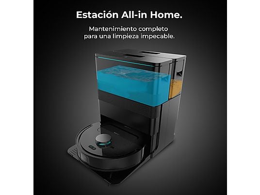 Robot friegasuelos – Cecotec Conga X50, 50 W, 240 min autonomía, Navegación láser, Fregado spin, 15000 Pa, Negro