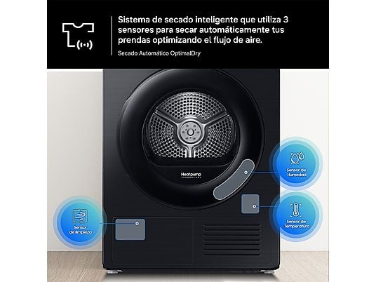 Secadora bomba de calor – Samsung DV90DG52A0AEEC, 9 kg, 14 programas, Hygiene Care, Inteligencia Artificial y SmartThings Clase C, Blanco