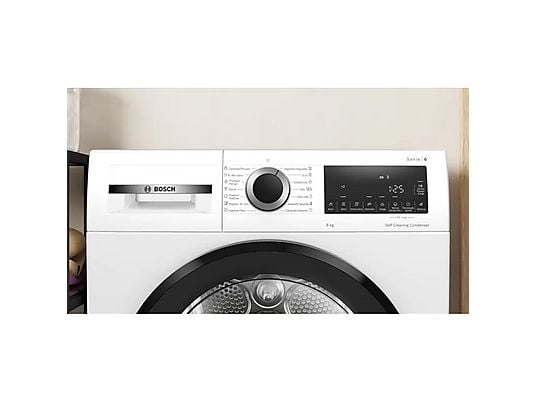 Secadora bomba de calor – BOSCH Serie 6 WQG235D1ES, Eléctrico, 8 kg, 15 programas, Blanco