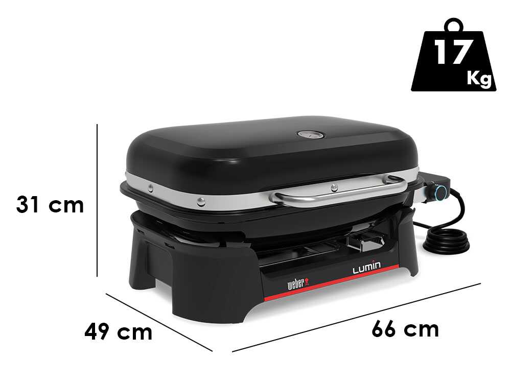 Barbacoa eléctrica portátil – Parrilla 49 x 33 cm – Weber Lumin Black 1502045