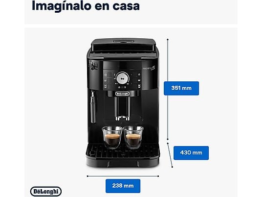 Cafetera superautomática – De’Longhi Magnifica S ECAM22.113.B, 1450 W, 15 bar, Molinillo integrado, Sistema Thermoblock, Vaporizador, Negro