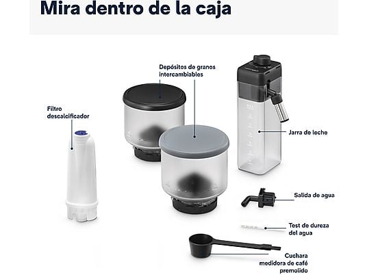 Cafetera superautomática – De’Longhi Rivelia EXAM440.55.G, 1450W, 19 bar, Molinillo integrado, LatteCremaHot, Depósito leche, Táctil, 16 recetas, Gris