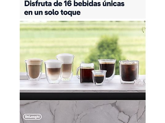 Cafetera superautomática – De’Longhi Rivelia EXAM440.55.G, 1450W, 19 bar, Molinillo integrado, LatteCremaHot, Depósito leche, Táctil, 16 recetas, Gris