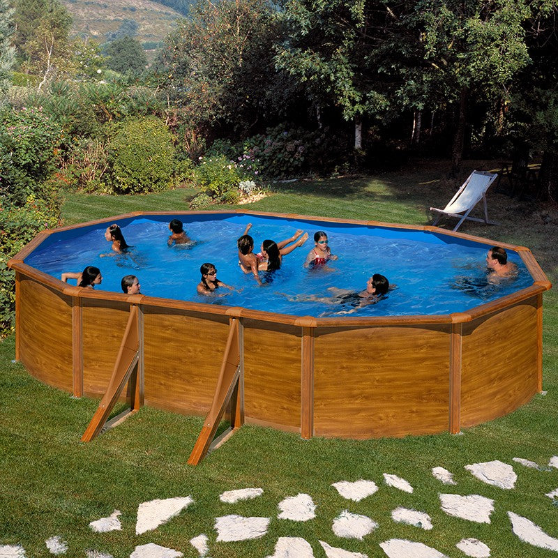 Piscina Gre Pacific Ovalada Imitacion Madera 610x375x120