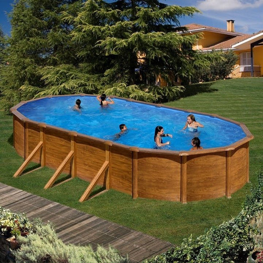 Piscina desmontable Gre Ovalada Pacific Aspecto Madera Modelo de 500 x 300 cm